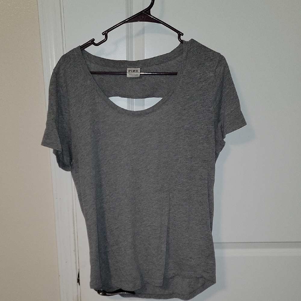 PINK Victoria's Secret Gray Cut Out Short Sleeve T-Shirt